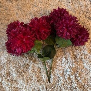 Burgundy Faux Flower Dahlia Bouquet